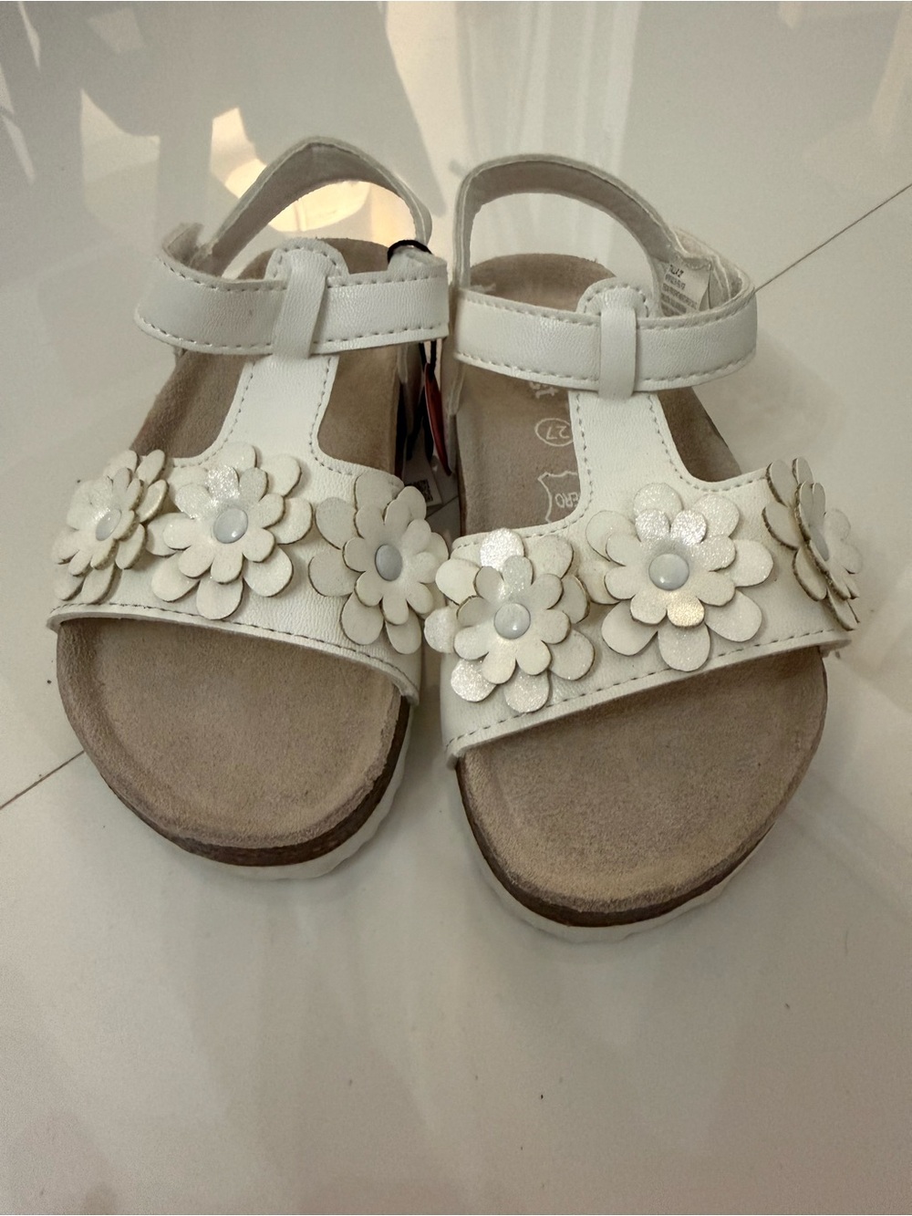 Kids Floral Strap Sandals in White